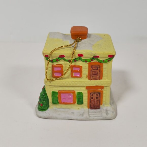 Vintage Ceramic Christmas Cottage With Bells Ornament Set - Picture 12 of 16